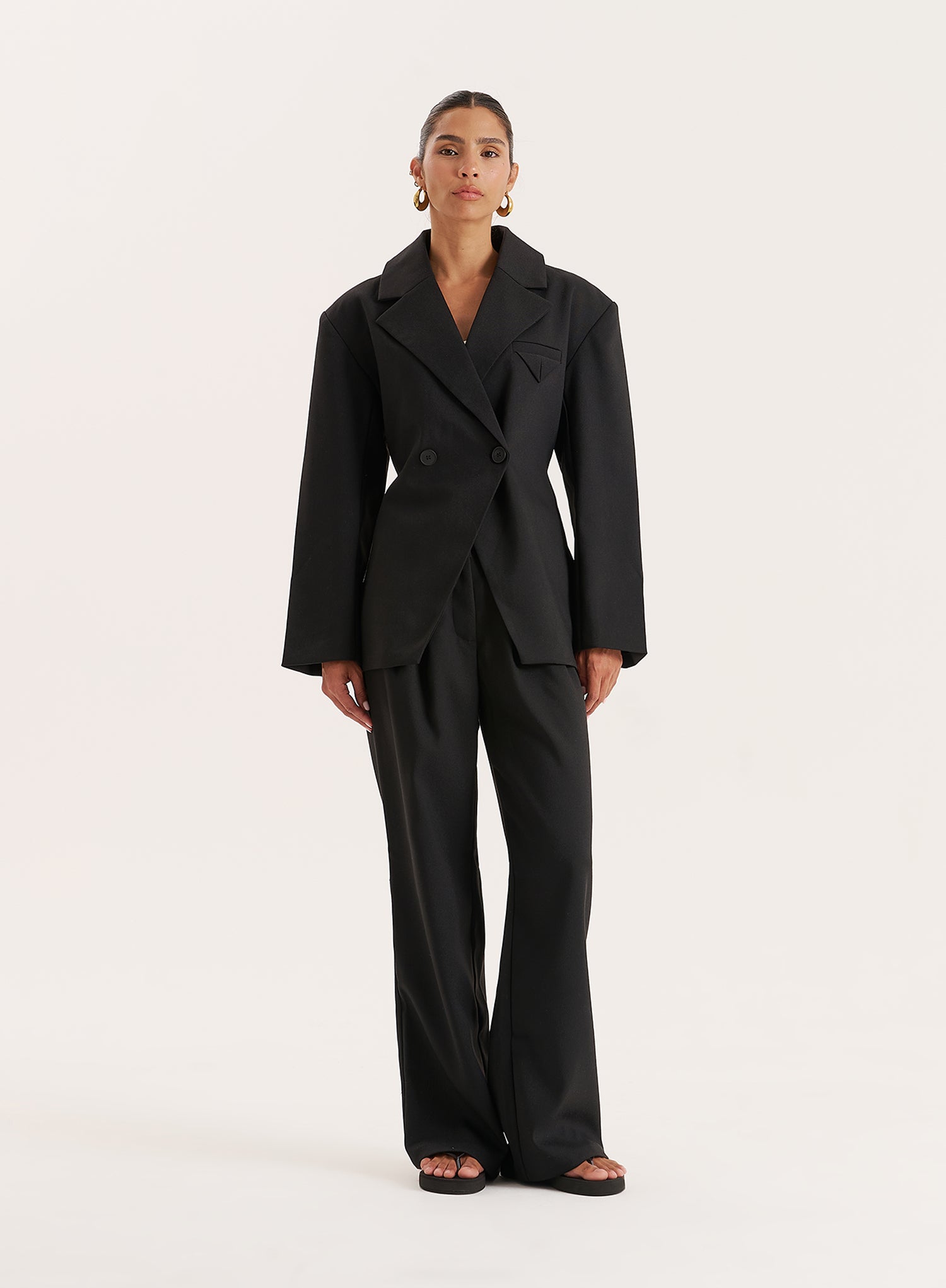 Black Tailored Wide Leg Trouser